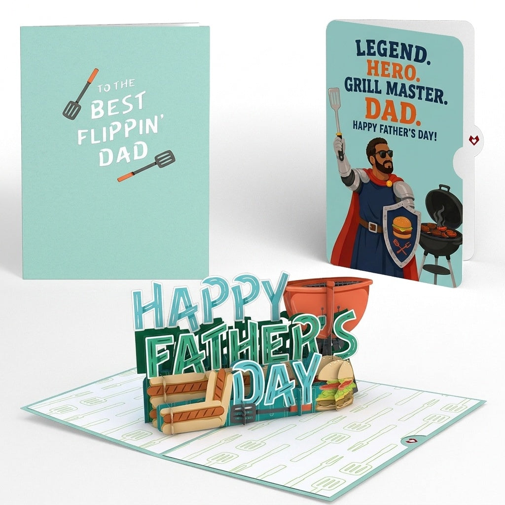 Best Flippin' Dad Father's Day Pop-Up Card and Grill Master Hero Sentiment Set