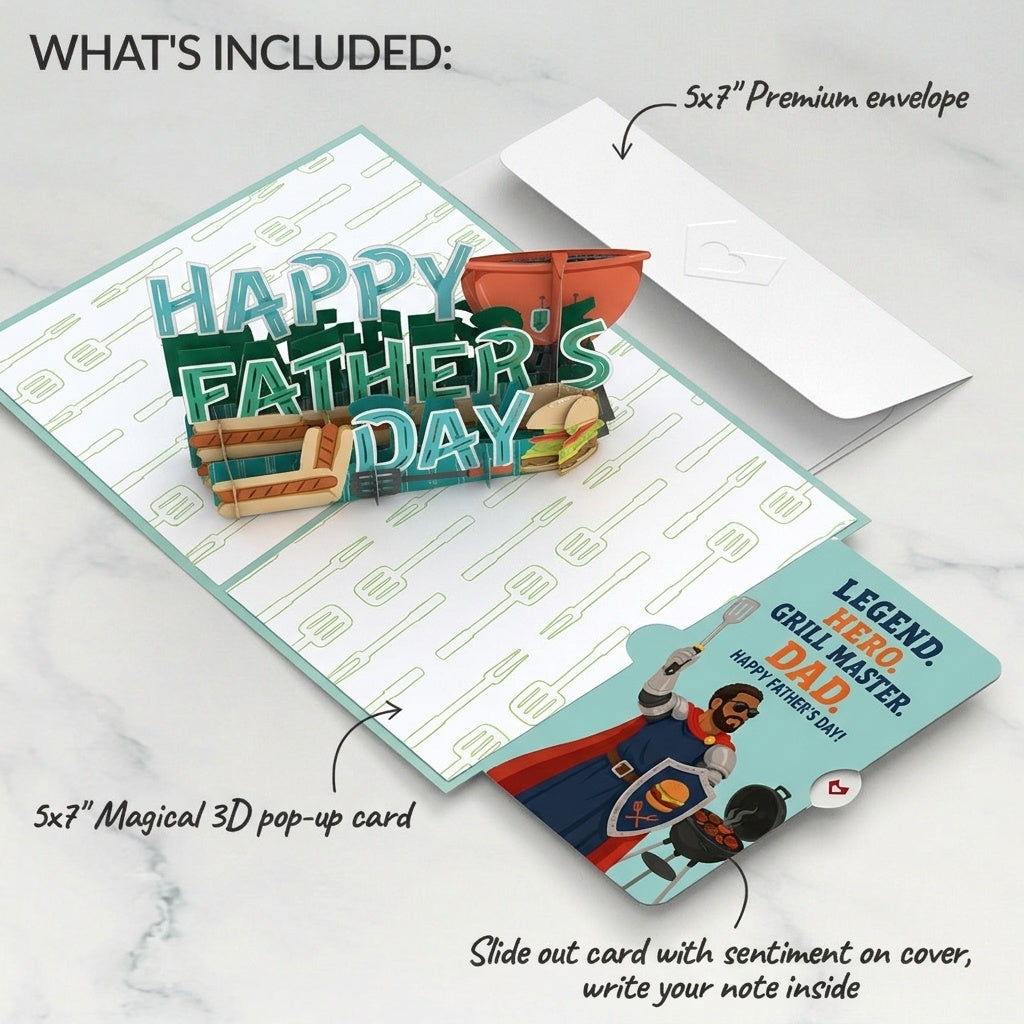 Best Flippin' Dad Father's Day Pop-Up Card and Grill Master Hero Sentiment Set