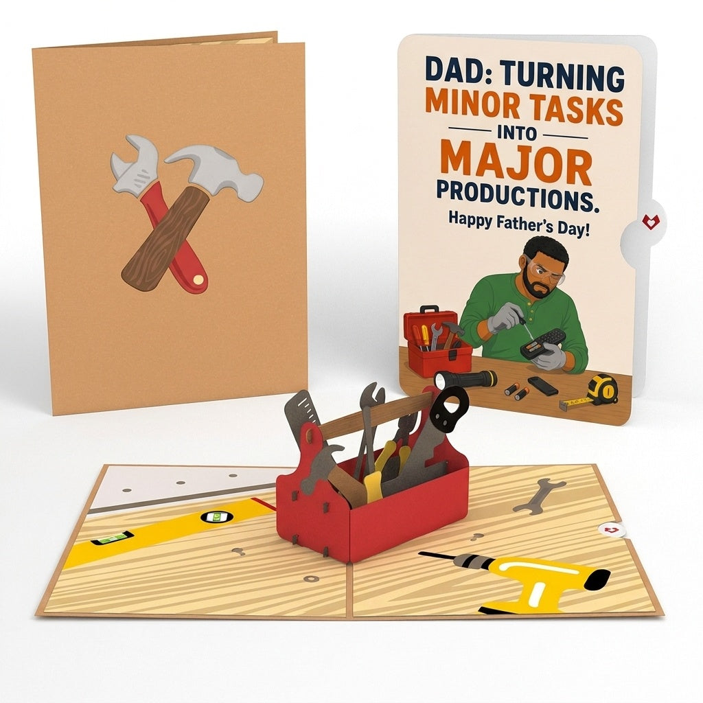 Toolbox Father's Day Pop-Up Card and Major Production Sentiment Set for Dad