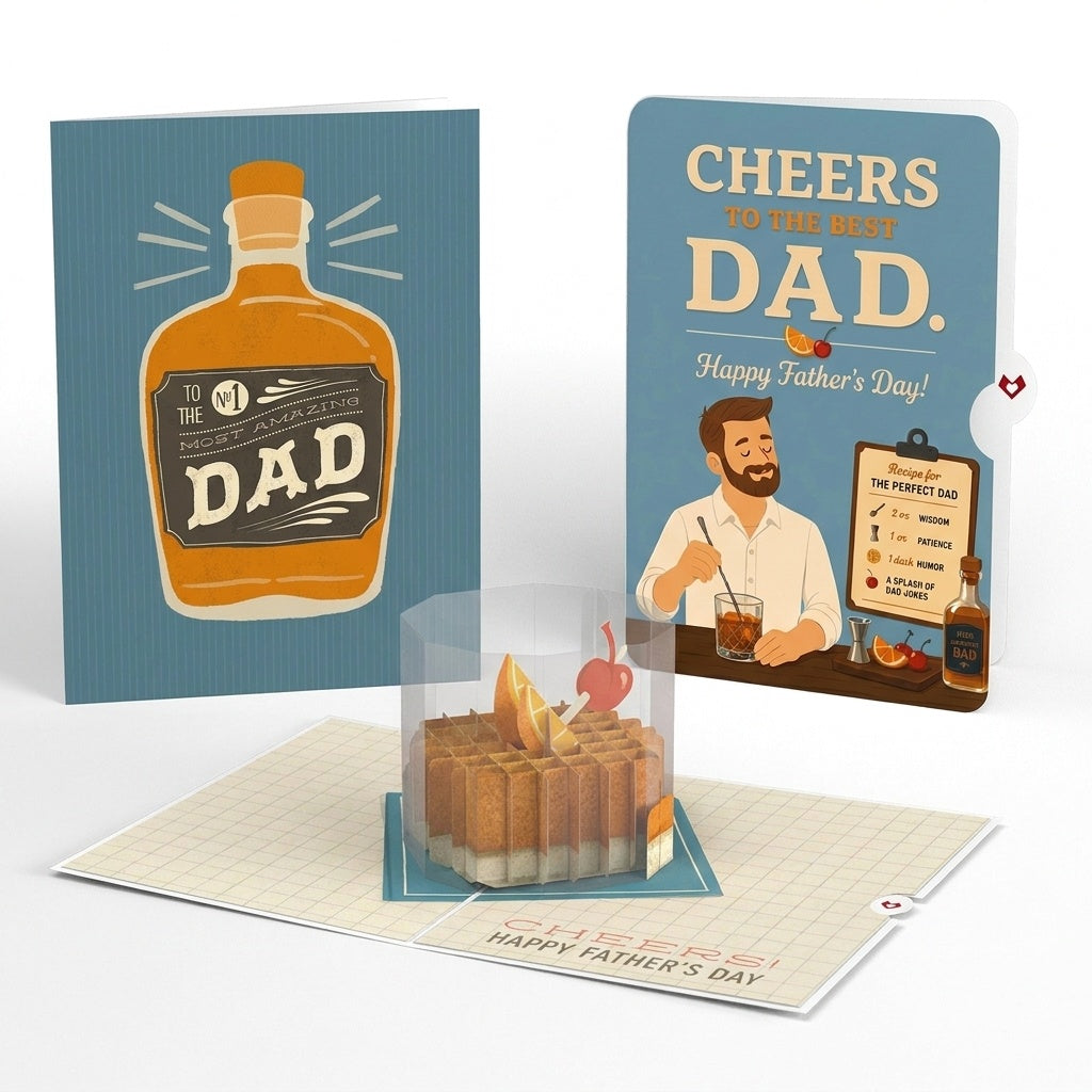 Cheers Father's Day Pop-Up Card and Cocktail Mix Sentiment Set for Dad