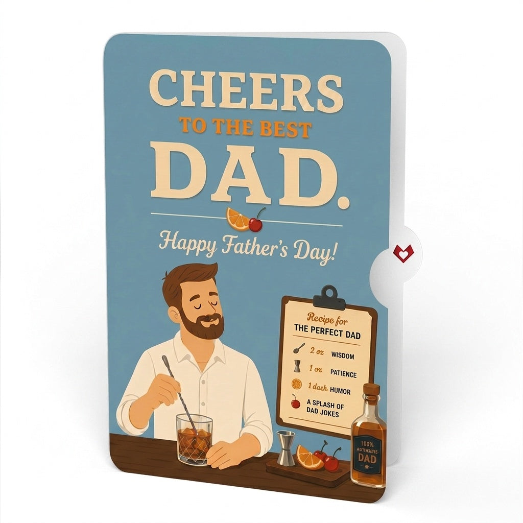 Cheers Father's Day Pop-Up Card and Cocktail Mix Sentiment Set for