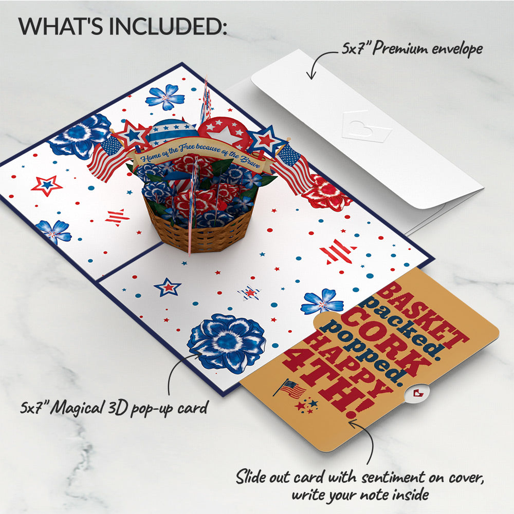 Americana Basket 4th of July Pop-Up Card and Basket Cork Sentiment Set