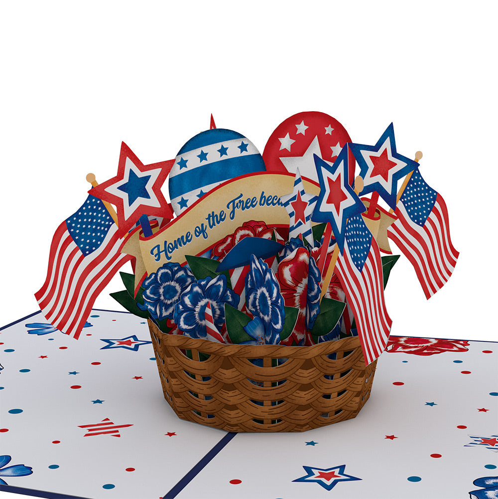 Americana Basket 4th of July Pop-Up Card and Basket Cork Sentiment Set