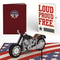 American Motorcycle 4th of July Pop-Up Card and Proud to Be Free Sentiment Set