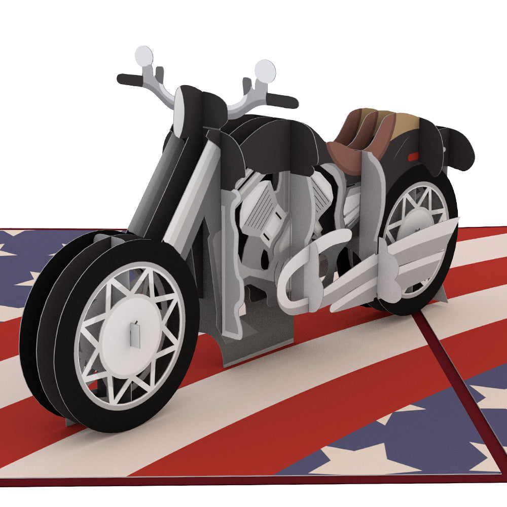 American Motorcycle 4th of July Pop-Up Card and Proud to Be Free Sentiment Set