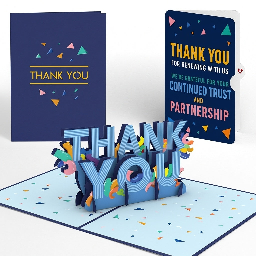 Thank You Confetti Pop-Up Card and Renewed Partnership Sentiment Set