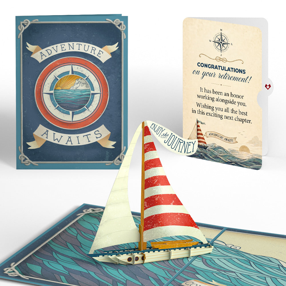 Adventure Awaits Retirement Pop-Up Card and Smooth Sailing Ahead Sentiment Set