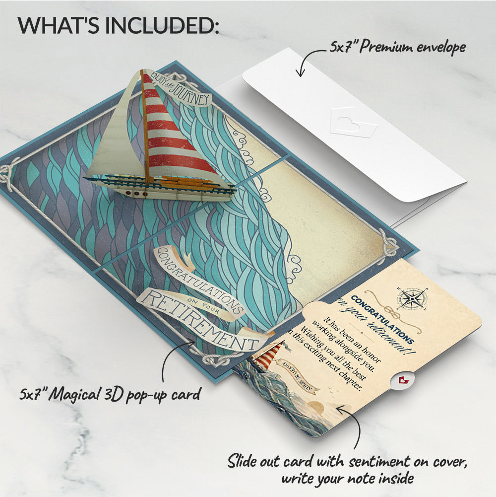 Adventure Awaits Retirement Pop-Up Card and Smooth Sailing Ahead Sentiment Set