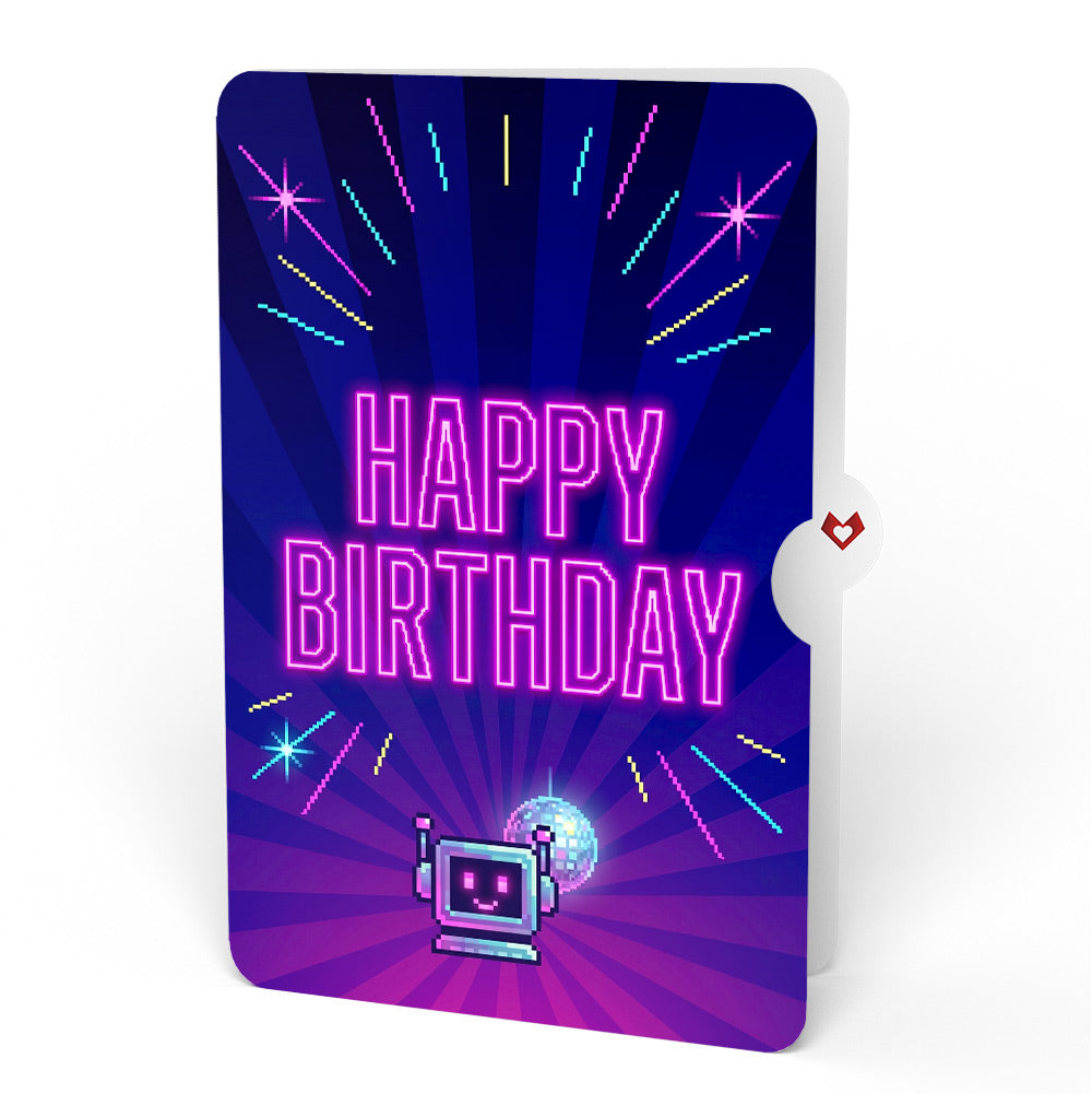 Robot Birthday Party Music and Lights Pop-Up Card and Sentiment Set