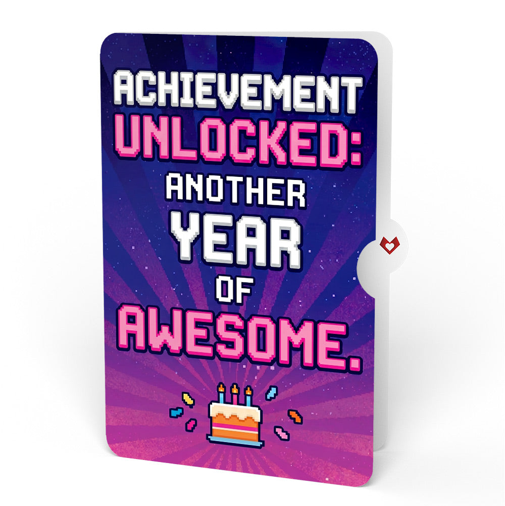 Robot Birthday Party Music and Lights Pop-Up Card and Achievement Unlocked Sentiment Set