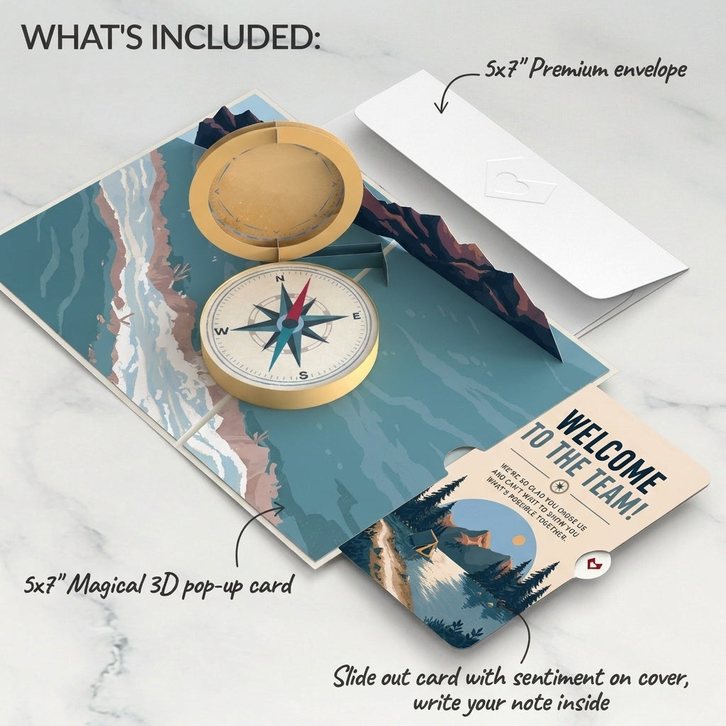 Classic Compass Welcome Pop-Up Card and Glad You Chose Us Sentiment Set
