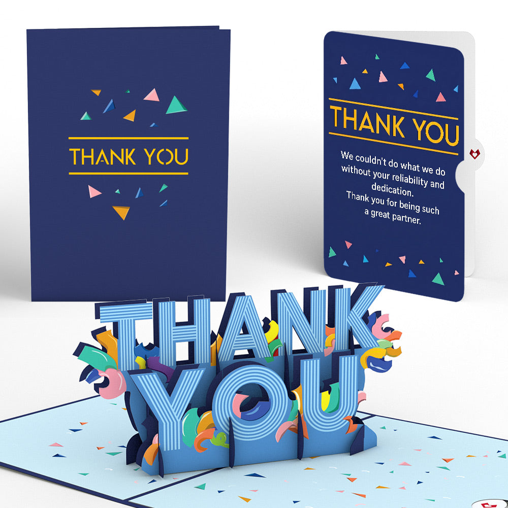 Thank You Confetti Pop-Up Card and Reliable Partner Sentiment Set