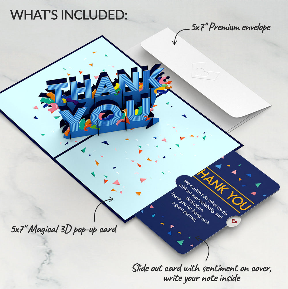 Thank You Confetti Pop-Up Card and Reliable Partner Sentiment Set