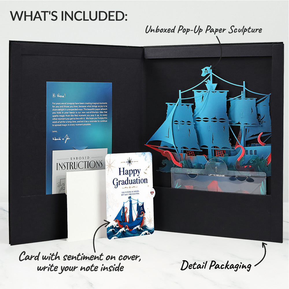 Pirate Ship Graduations Unboxed Pop-Up Paper Sculpture and Sentiment Set
