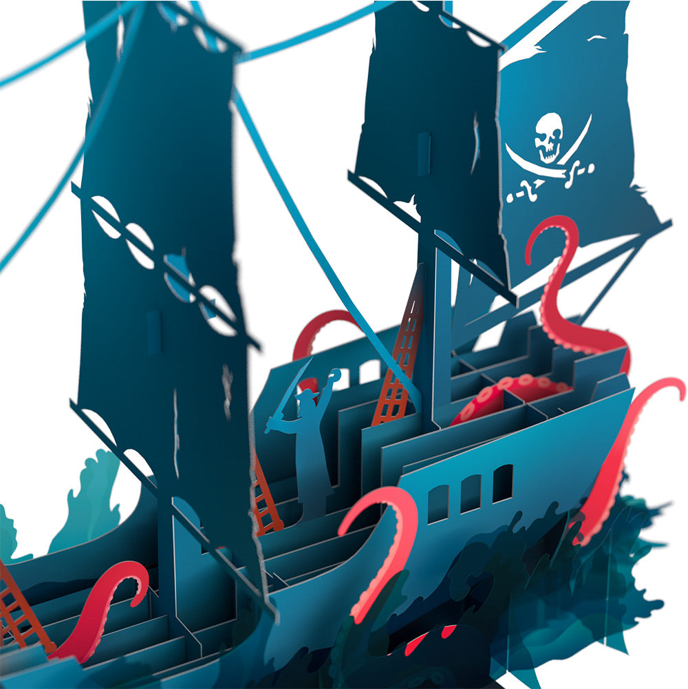 Pirate Ship Thinking of You Unboxed Pop-Up Paper Sculpture and Sentiment Set