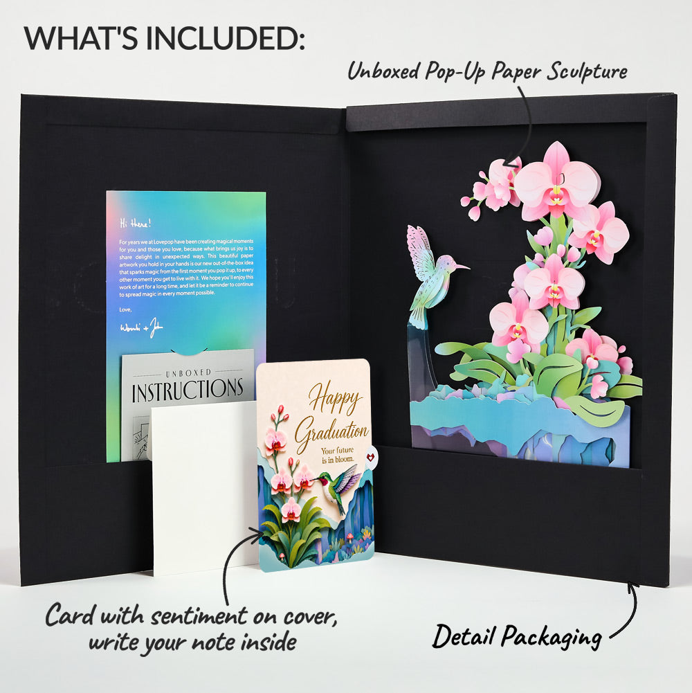 Hummingbird Graduations Unboxed Pop-Up Paper Sculpture and Sentiment Set