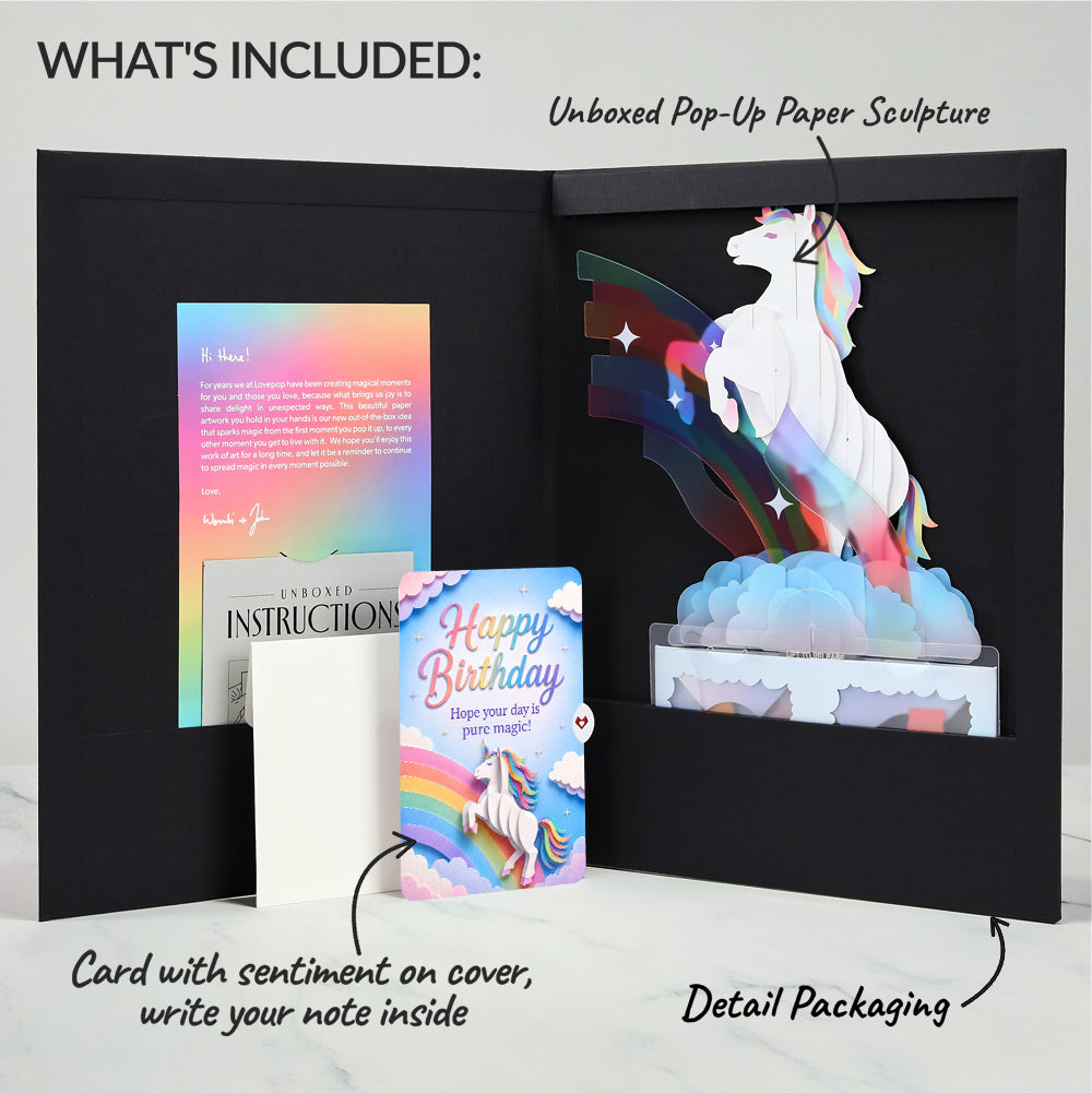 Unicorn Birthday Unboxed Pop-Up Paper Sculpture and Sentiment Set