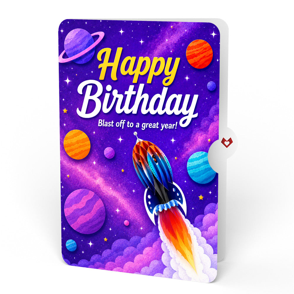 Rocket Ship Birthday Unboxed Pop-Up Paper Sculpture and Sentiment Set