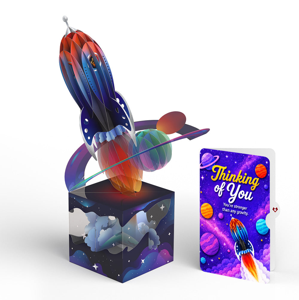 Rocket Ship Thinking of You Unboxed Pop-Up Paper Sculpture and Sentiment Set
