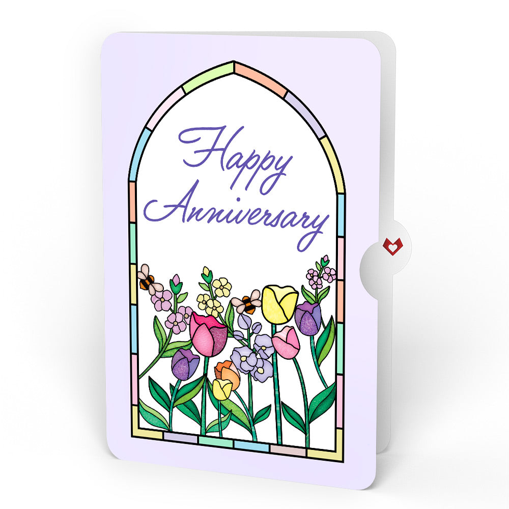 Vibrant Tulip Anniversary Suncatcher Bouquet and Sentiment Set
