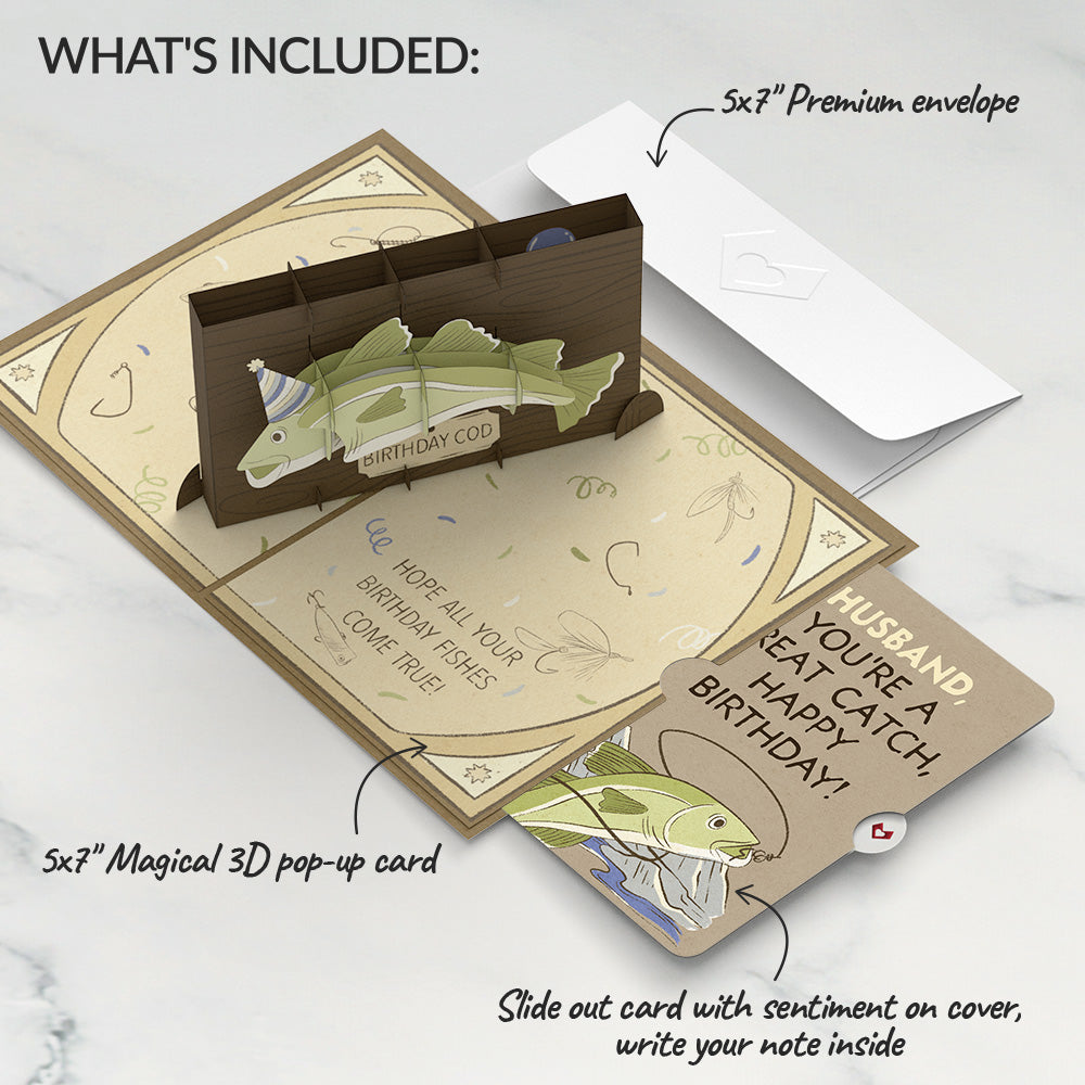Birthday Cod Pop-Up Card and Sentiment Set for Husband