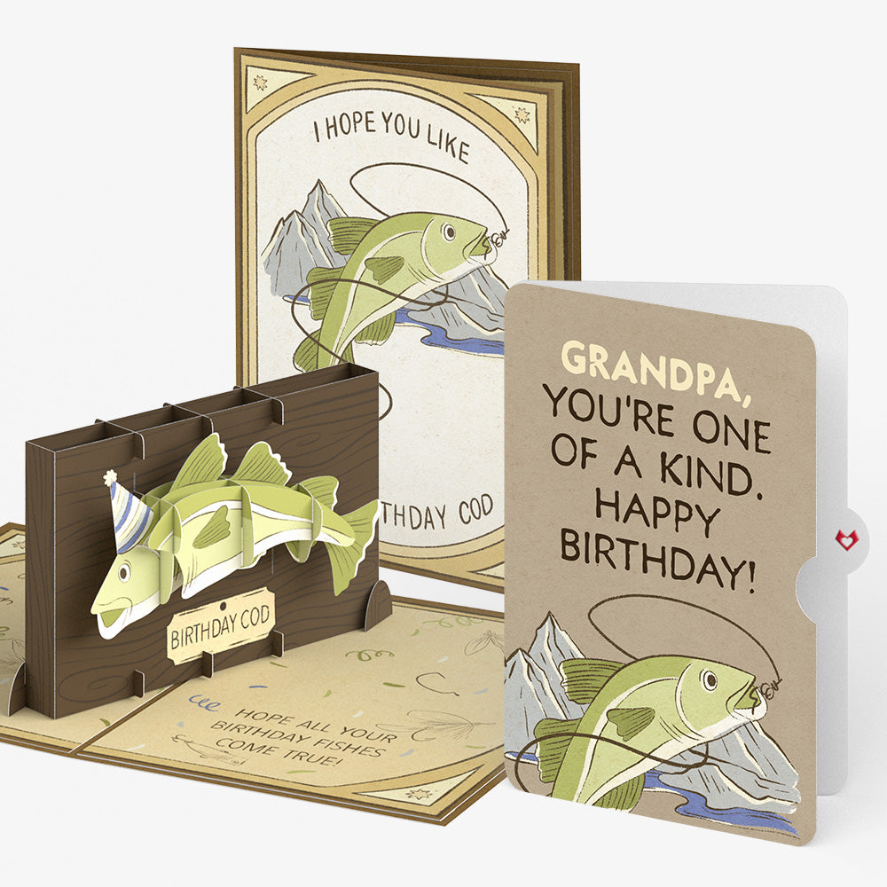 Birthday Cod Pop-Up Card and Sentiment Set for Grandfather