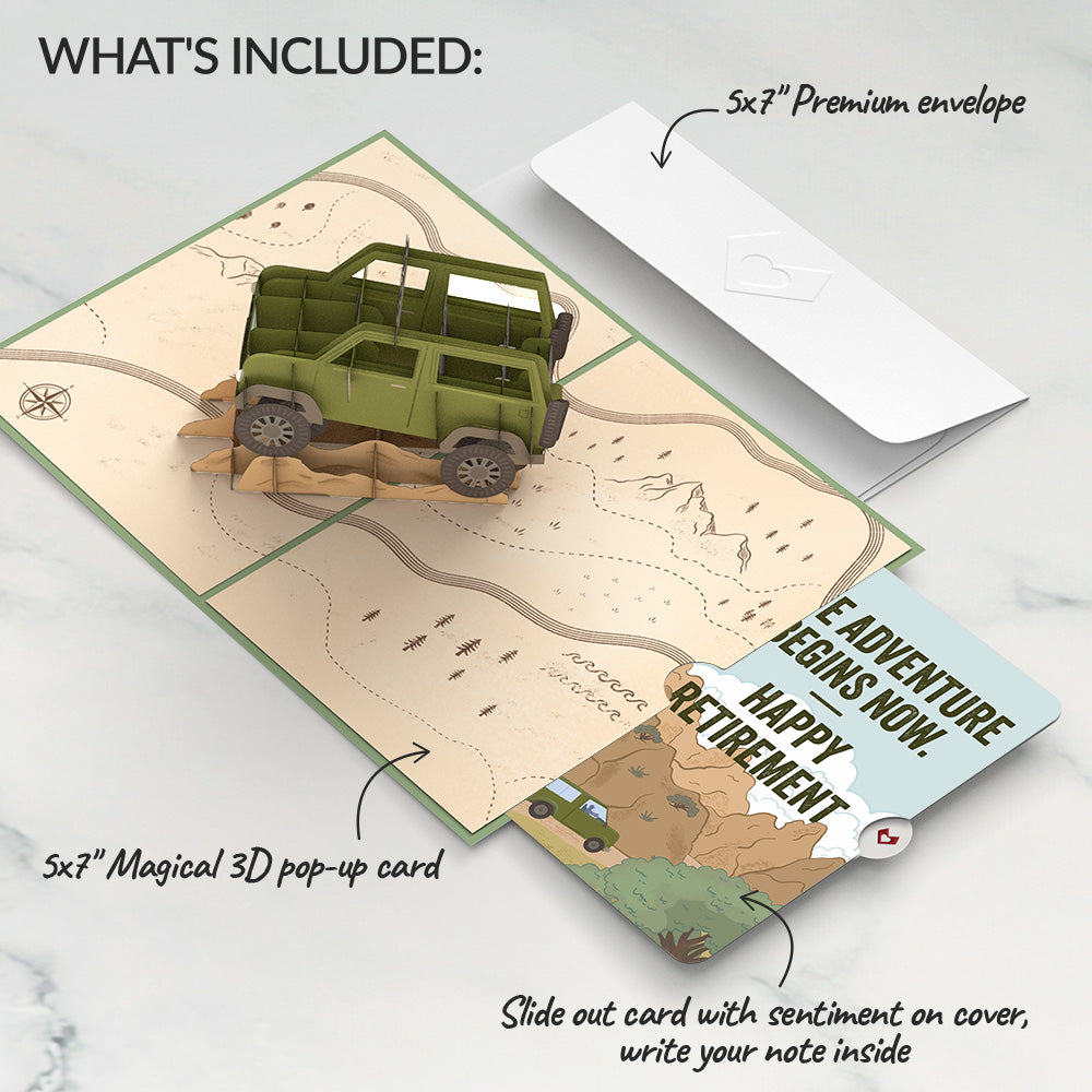 Off-Road Adventure Retirement Pop-Up Card and Sentiment Set