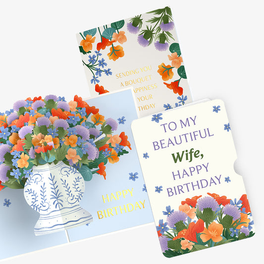 Birthday Bouquet of Happiness Pop-Up Card and Sentiment Set for Wife