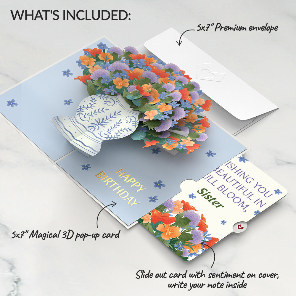 Birthday Bouquet of Happiness Pop-Up Card and Sentiment Set for Sister