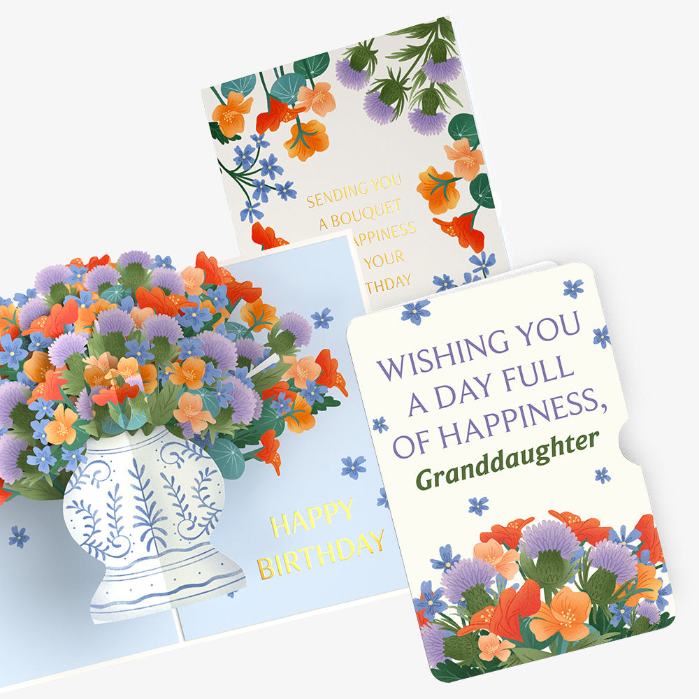 Birthday Bouquet of Happiness Pop-Up Card and Sentiment Set for Granddaughter
