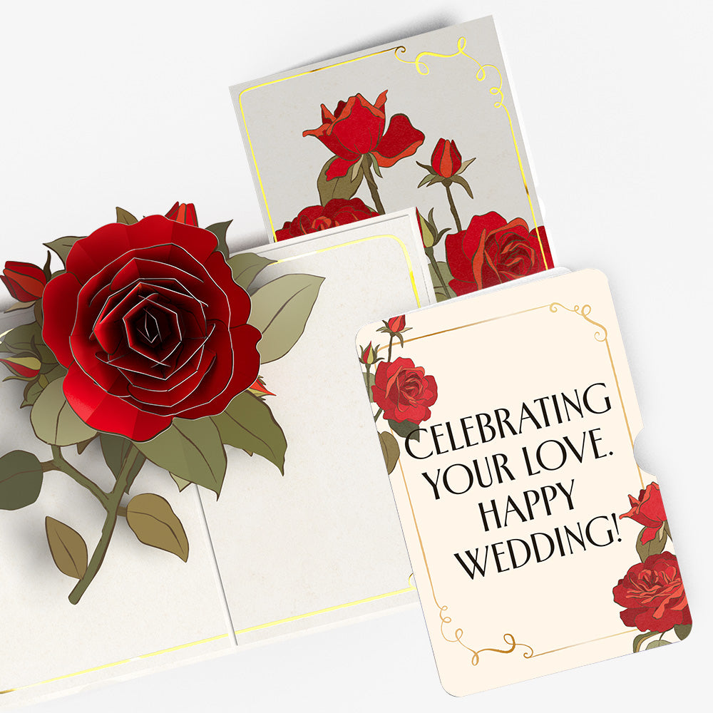 Elegant Red Rose Weddings Pop-Up Card and Sentiment Set