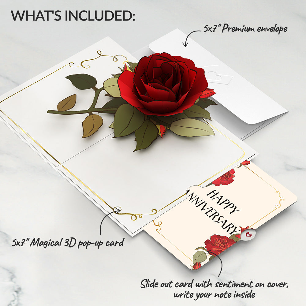 Elegant Red Rose Anniversary Pop-Up Card and Sentiment Set