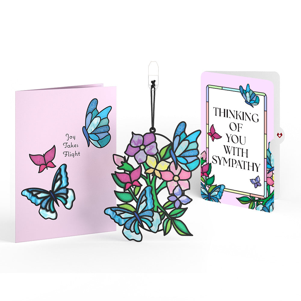 Joy Takes Flight Butterfly Sympathy Suncatcher Card and Sentiment Set