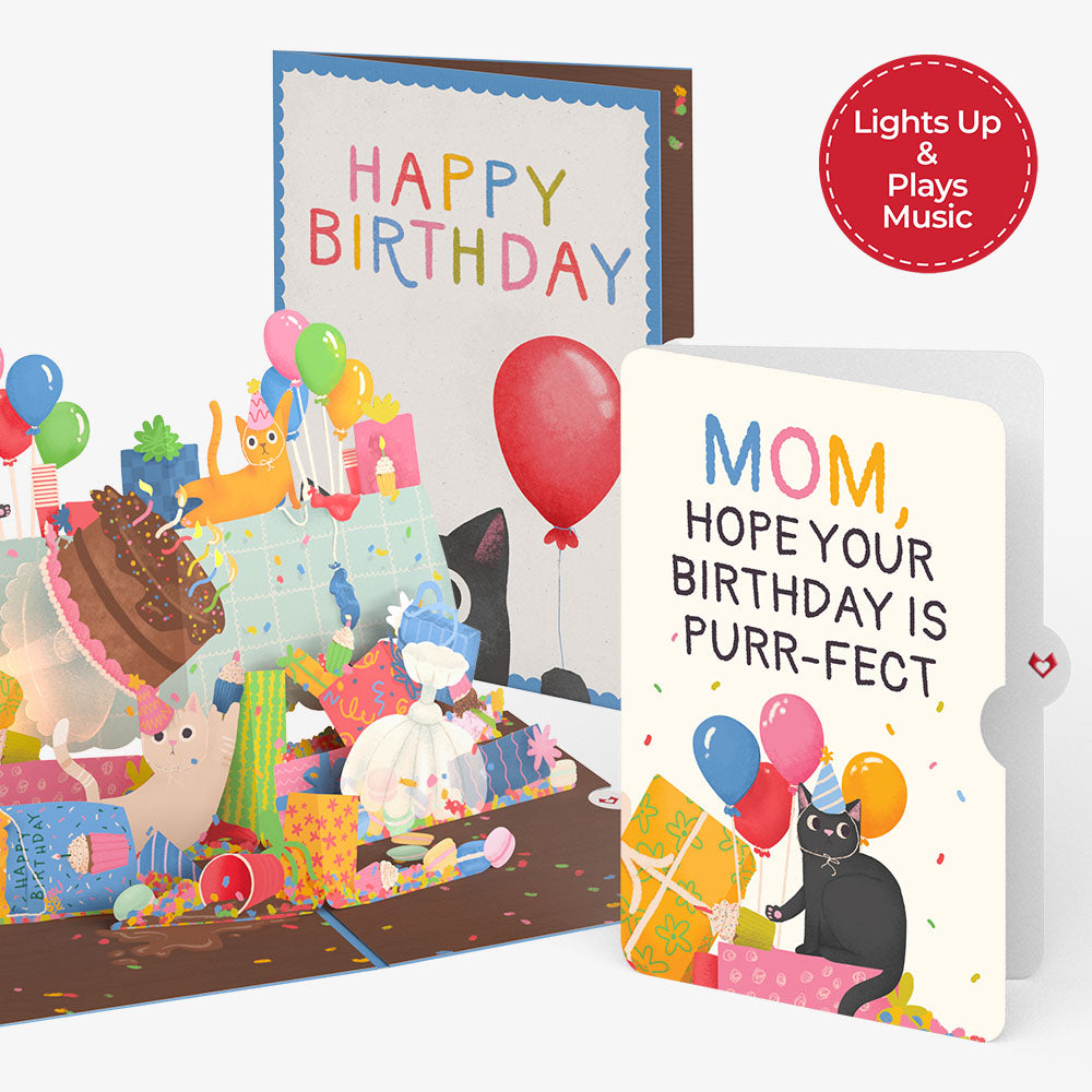 Birthday Cat-astrophe Music and Lights Pop-Up Card and Sentiment Set for Mom