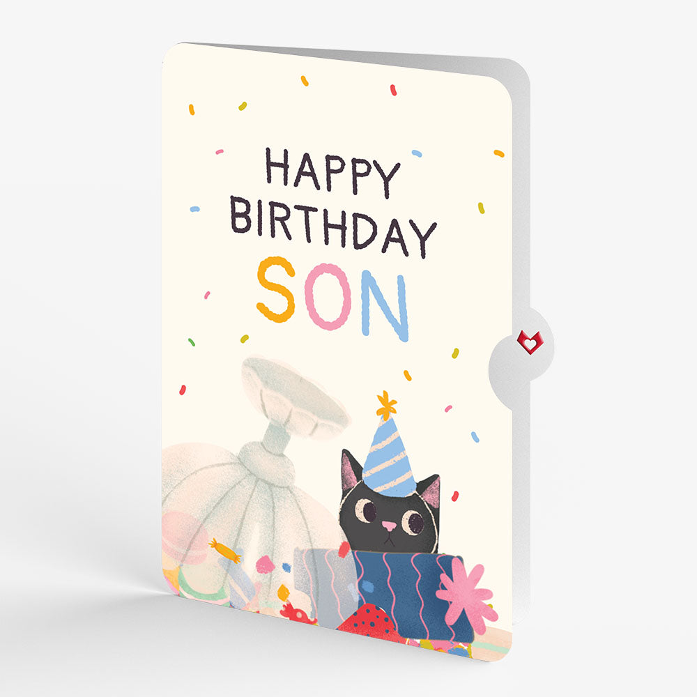 Birthday Cat-astrophe Music and Lights Pop-Up Card and Sentiment Set for Son