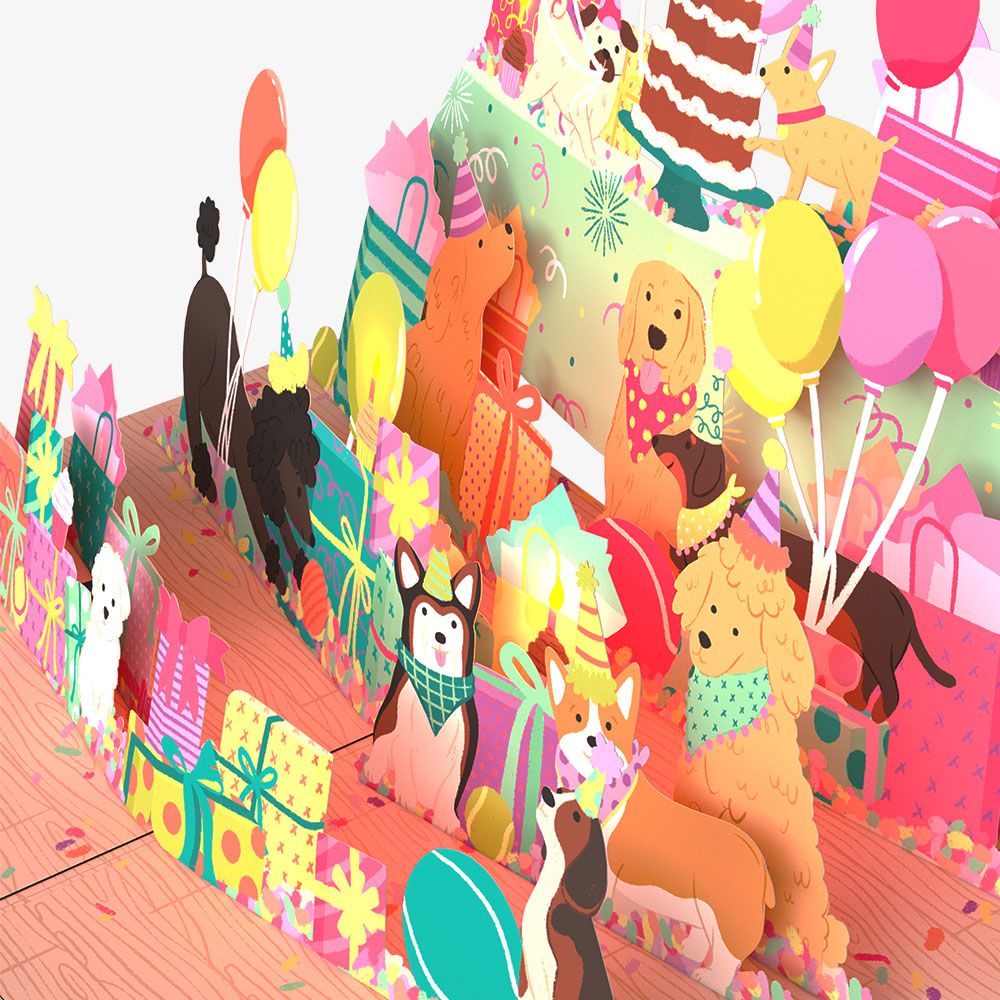 Birthday Pawty Pups Music and Lights Pop-Up Card and Sentiment Set for Mom