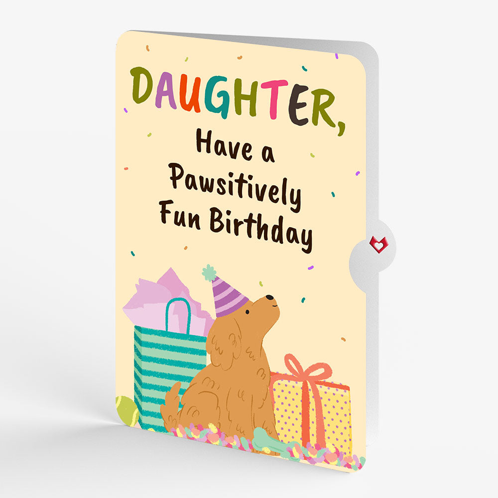 Birthday Pawty Pups Music and Lights Pop-Up Card and Sentiment Set for Daughter