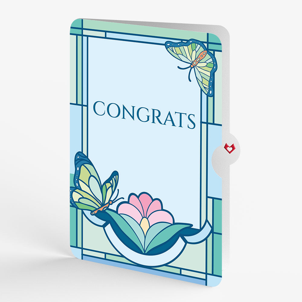 Stained Glass Butterfly Congratulations Light-Up Pop-Up Card and Sentiment Set