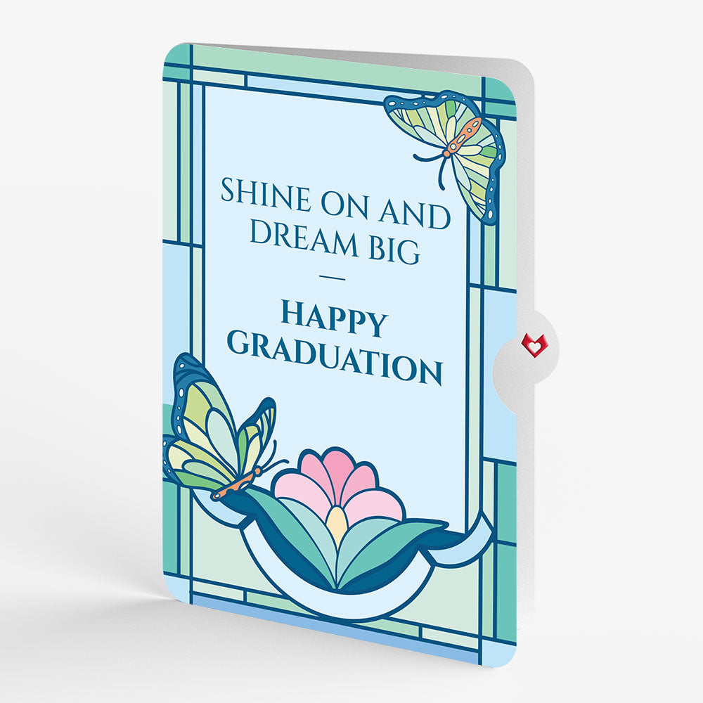 Stained Glass Butterfly Graduations Light-Up Pop-Up Card and Sentiment Set