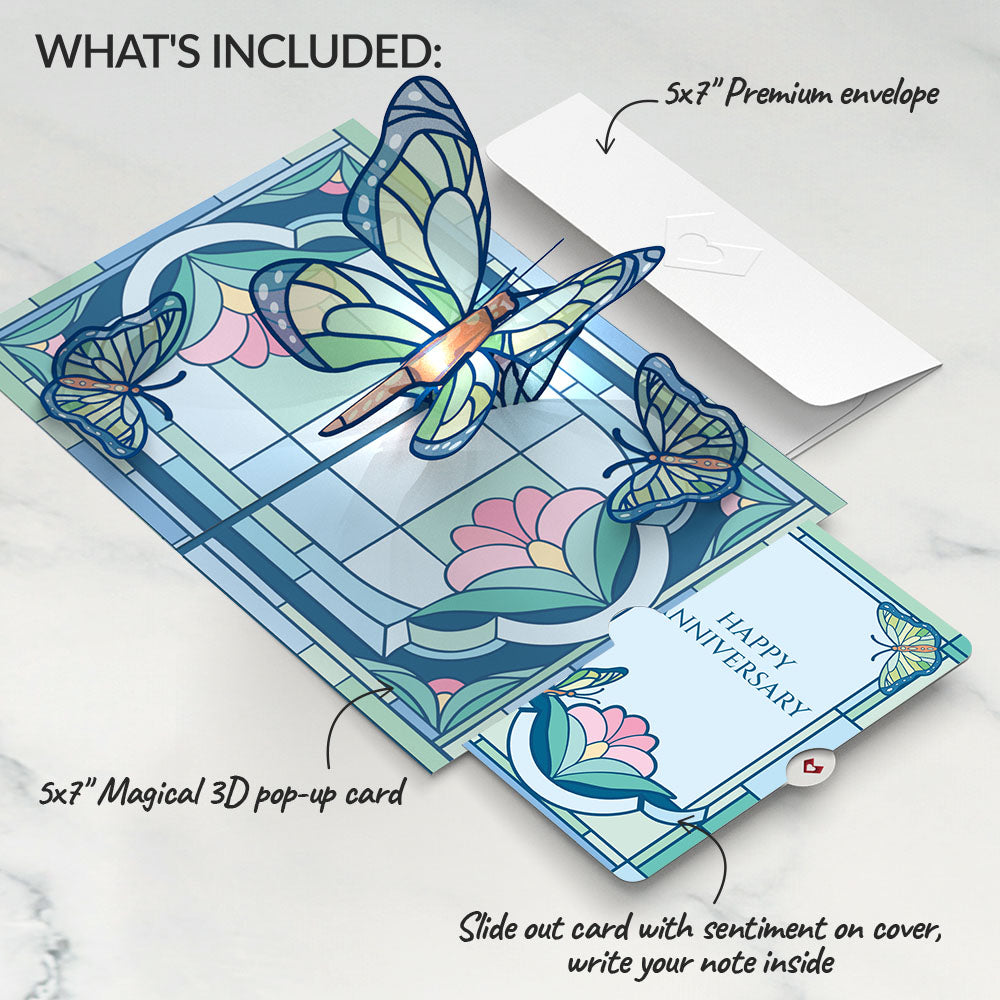 Stained Glass Butterfly Anniversary Light-Up Pop-Up Card and Sentiment Set