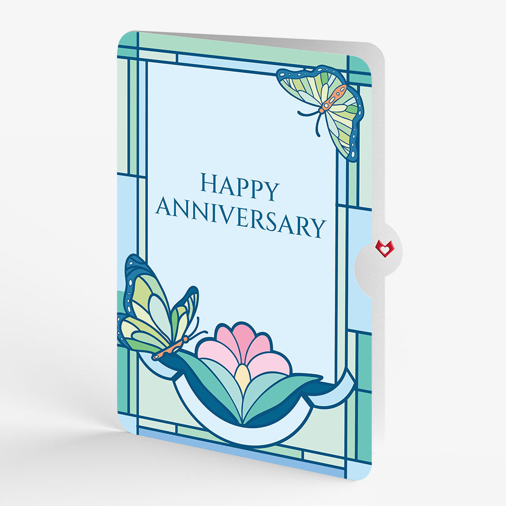 Stained Glass Butterfly Anniversary Light-Up Pop-Up Card and Sentiment Set