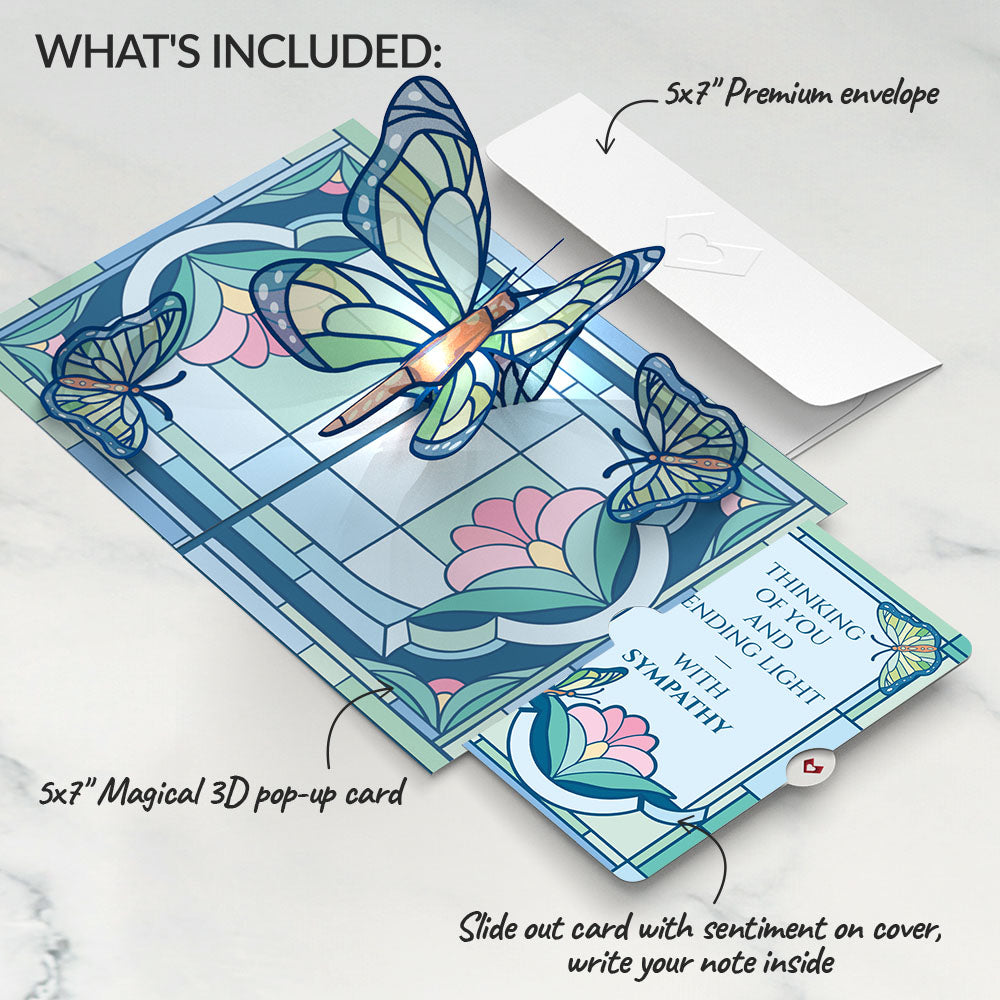 Stained Glass Butterfly Sympathy Light-Up Pop-Up Card and Sentiment Set