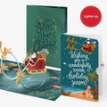 Magic of Christmas Santa's Sleigh Light-Up Pop-Up Card and Tropical Holiday Sentiment Set