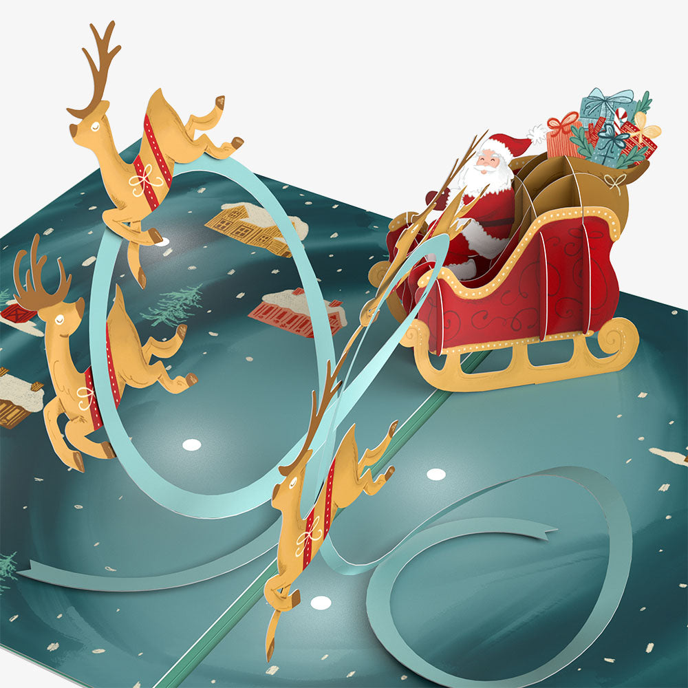 Magic of Christmas Santa's Sleigh Light-Up Pop-Up Card and Tropical Holiday Sentiment Set