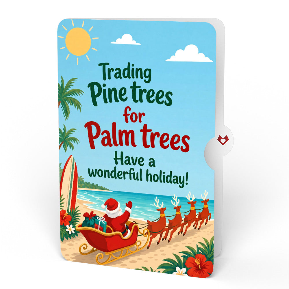 Christmas Sleigh Ride Loooooong Card™ (Expands to 2 feet) and Beach Santa Sentiment Set