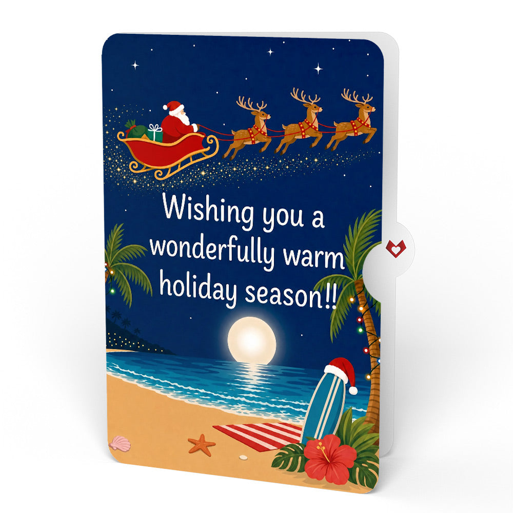 Christmas Sleigh Ride Loooooong Card™ (Expands to 2 feet) and Warm Beach Santa Sentiment Set
