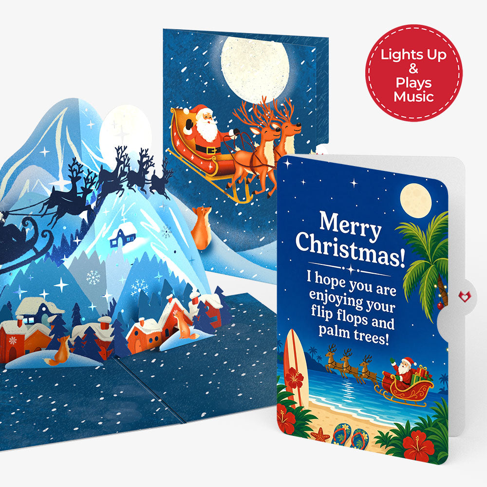 Christmas Eve Sleigh Ride Music and Lights Pop-Up Card and Palm Tree Sentiment Set
