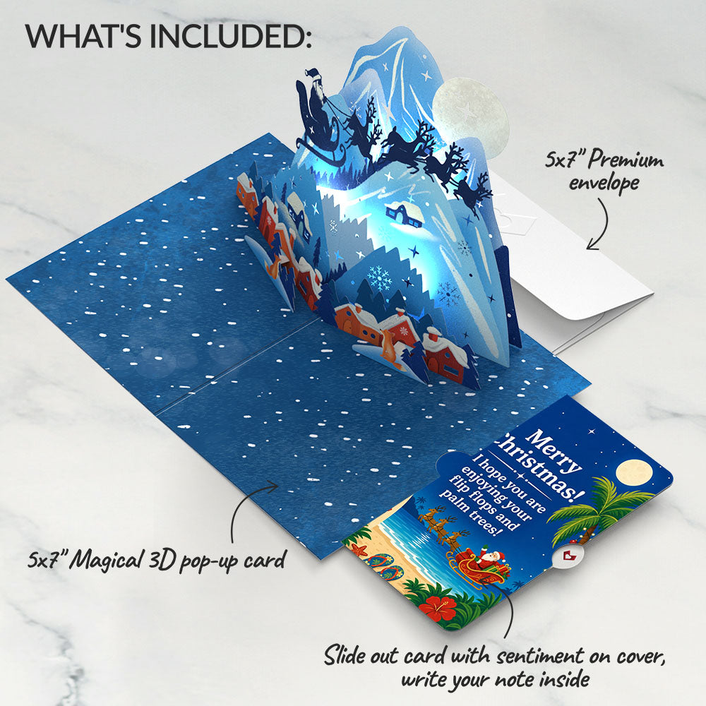 Christmas Eve Sleigh Ride Music and Lights Pop-Up Card and Palm Tree Sentiment Set
