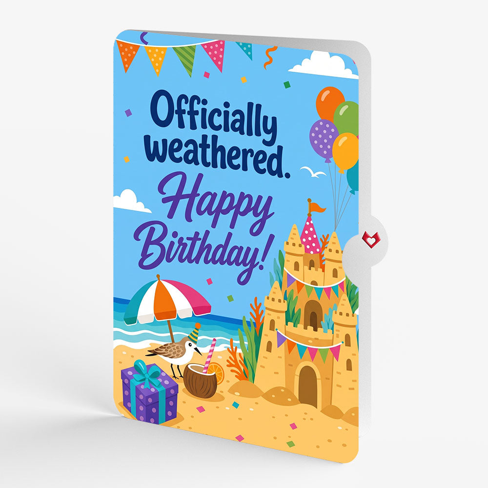 Seaside Sandcastle Birthday Pop-Up Card and Officially Weathered Sentiment Set