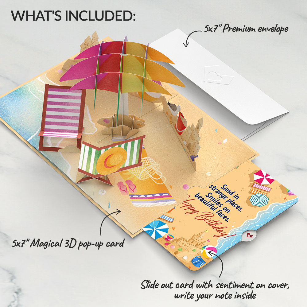 Perfect Beach Day Birthday Pop-Up Card and Sandcastle Sentiment Set